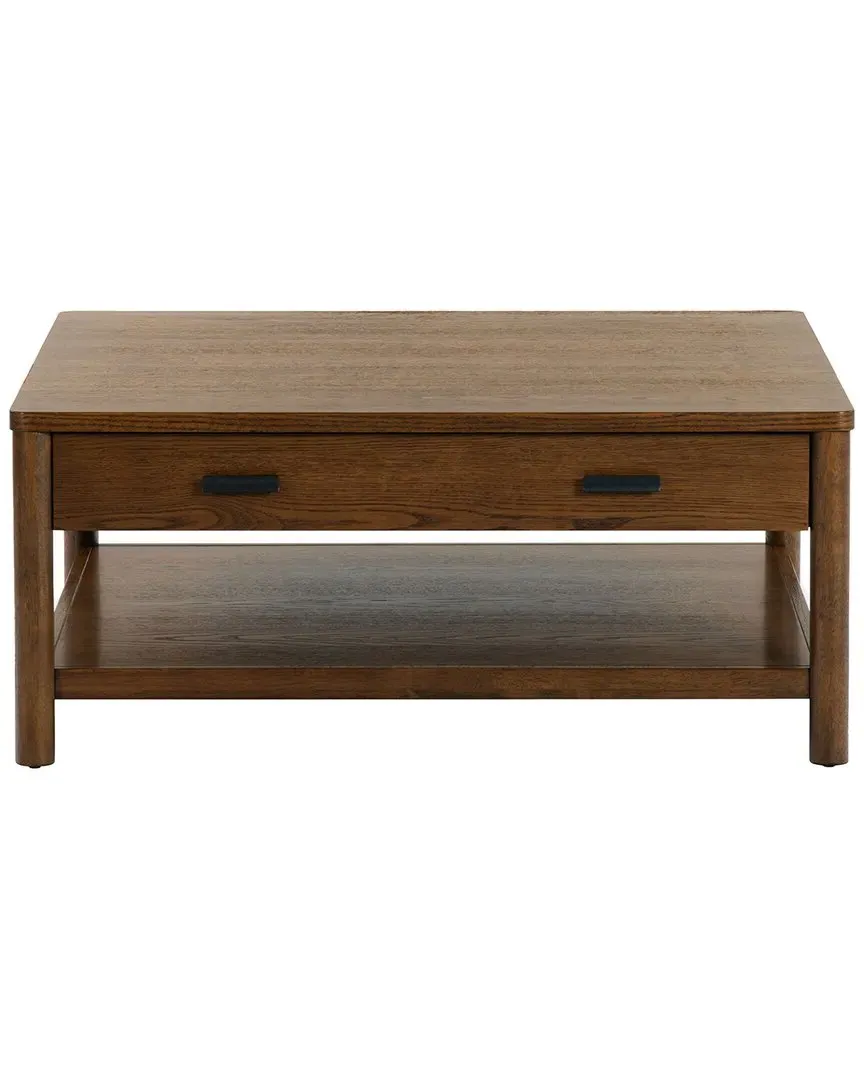 Jaylessa Square Coffee Table with Drawer - Brown, Rubberwood