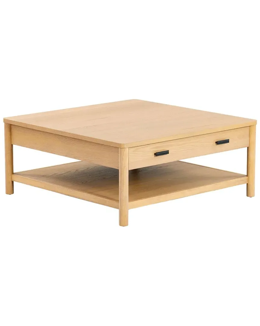 Jaylessa Square Coffee Table with Drawer - Brown, Rubberwood