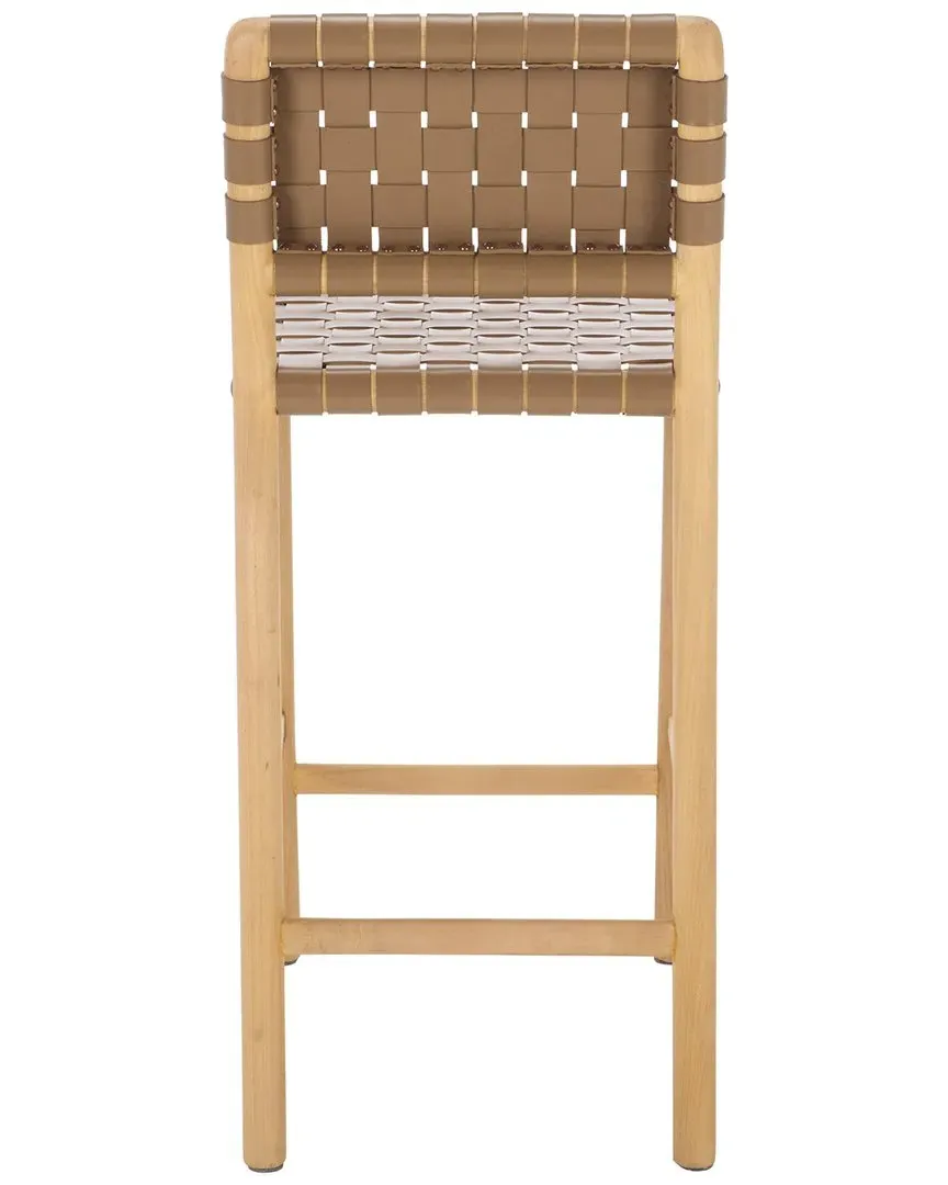 Jeremiah Woven Leather Counter Stool - Brown, Sungkay Wood image