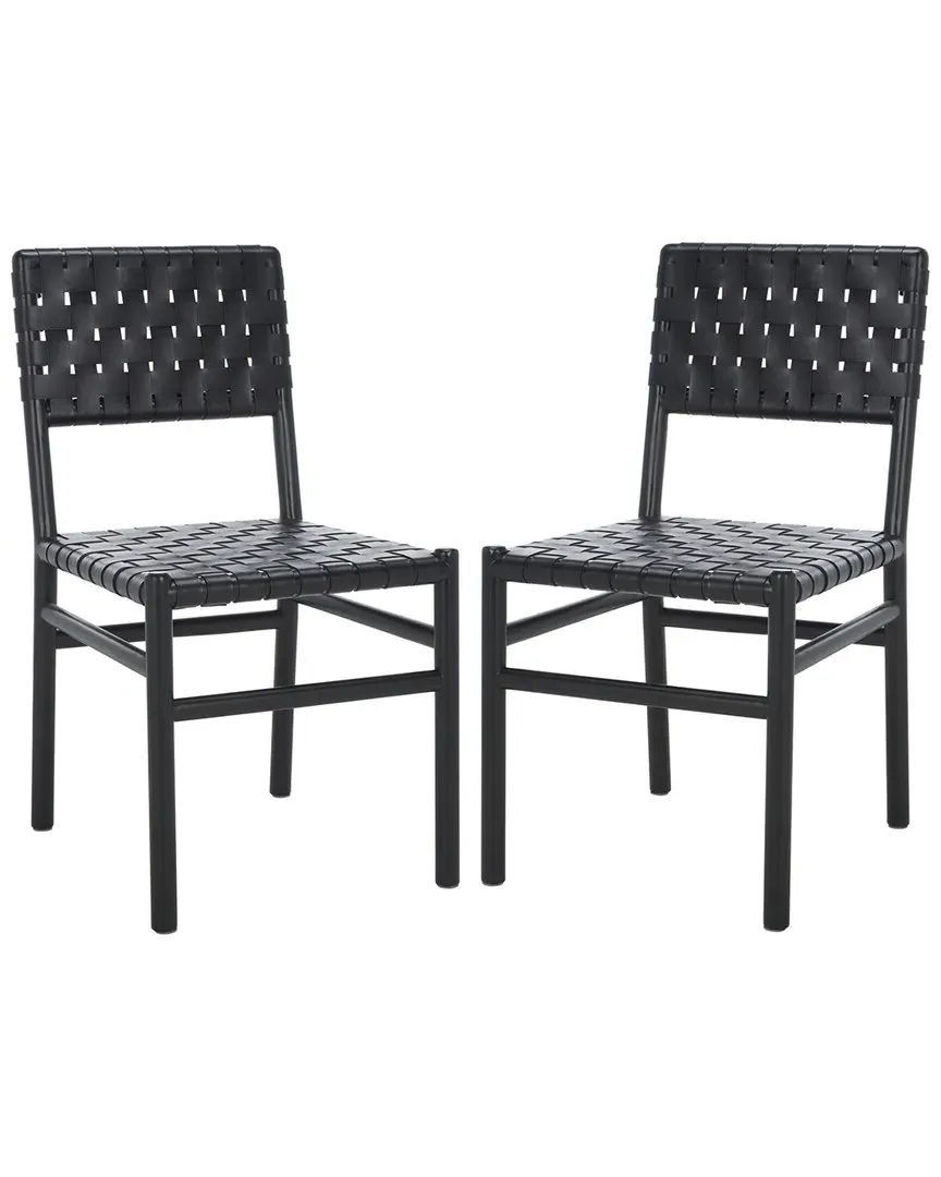 Jeremiah Woven Leather Dining Chair - Black, Sungkay Wood