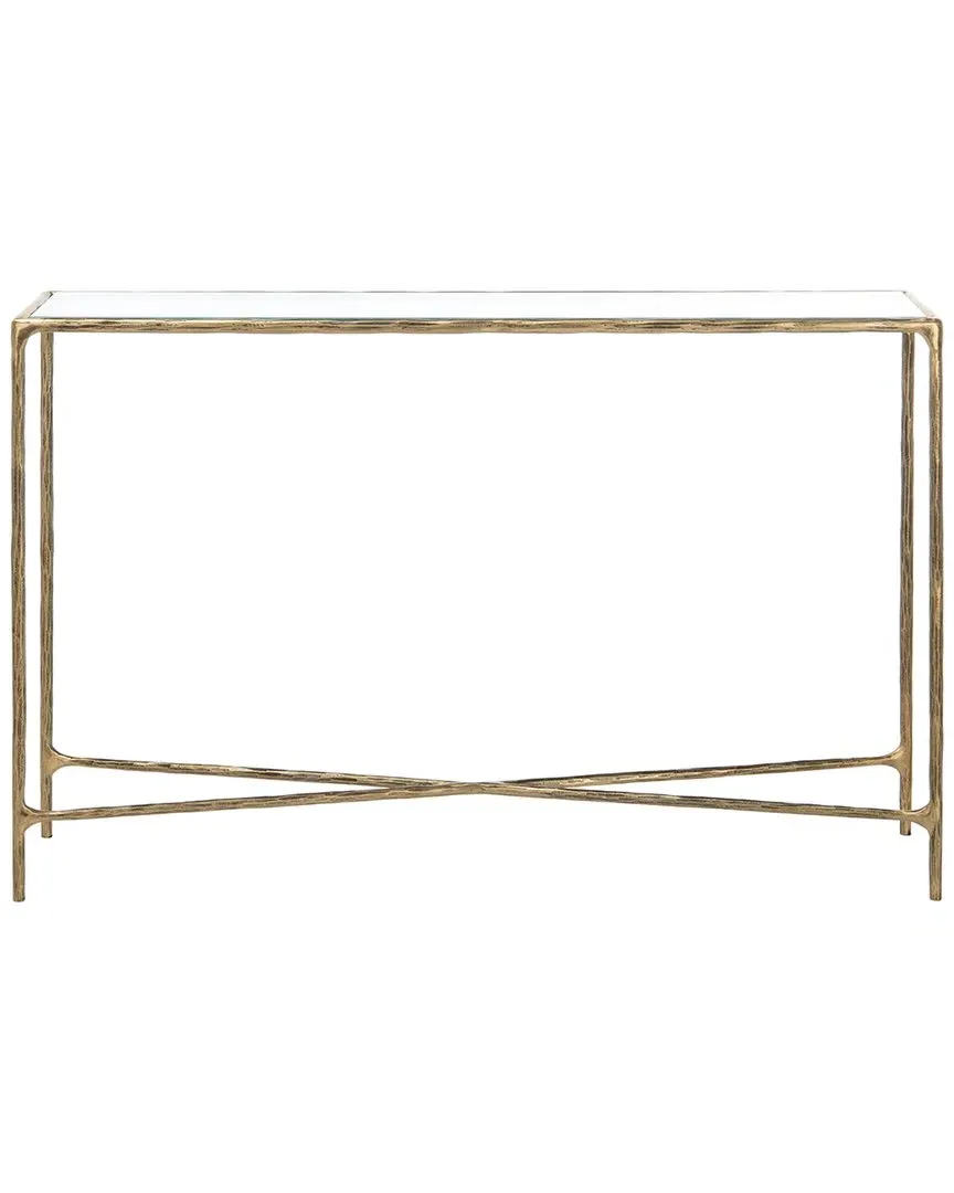 Jessa Rectangle Console Table - Brass, Glass