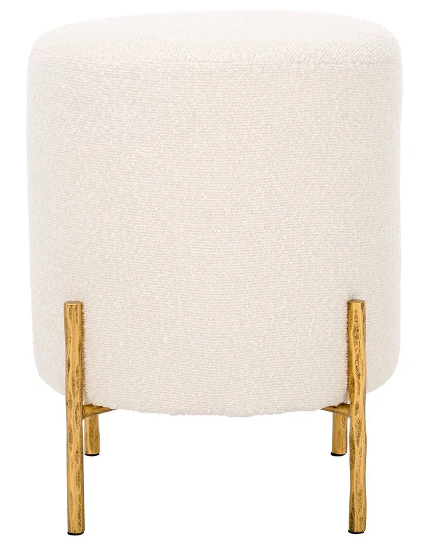 Jessa Round Boucle Ottoman - Ivory, Brass