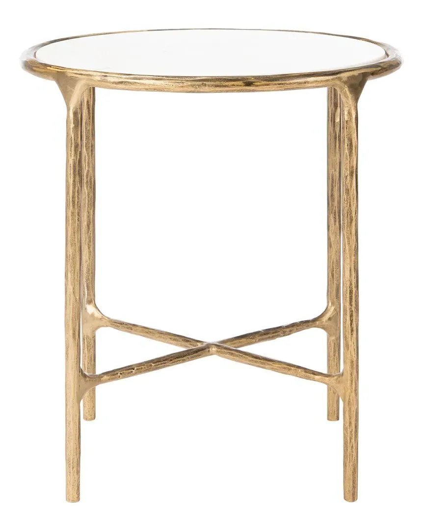 Jessa Round End Table - Brass, Marble