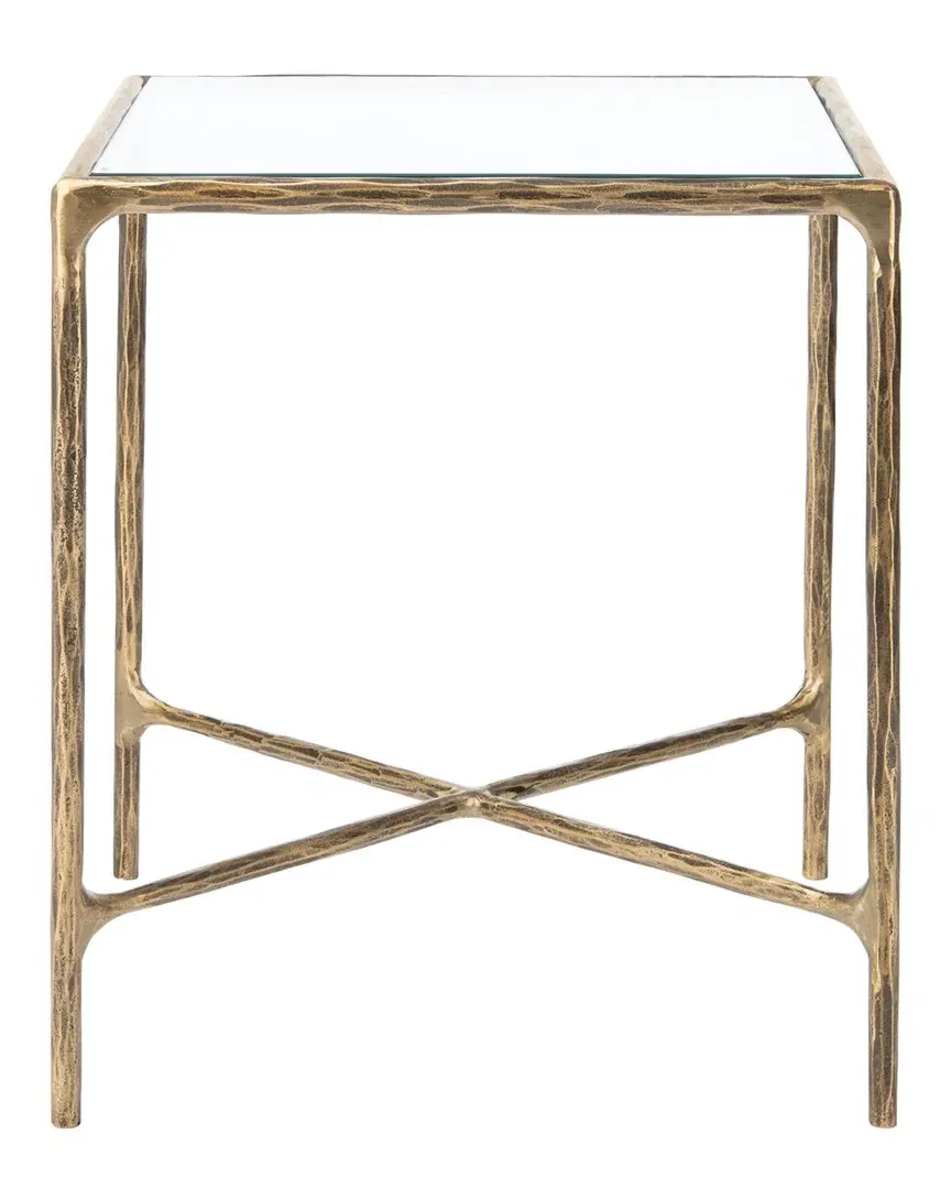 Jessa Square End Table - Gold, Glass