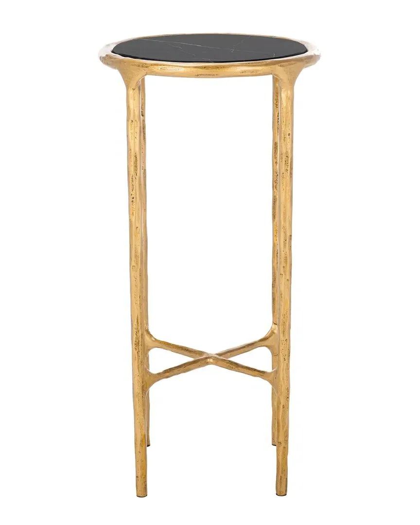 Jessa Tall Round End Table - Brass, Marble image