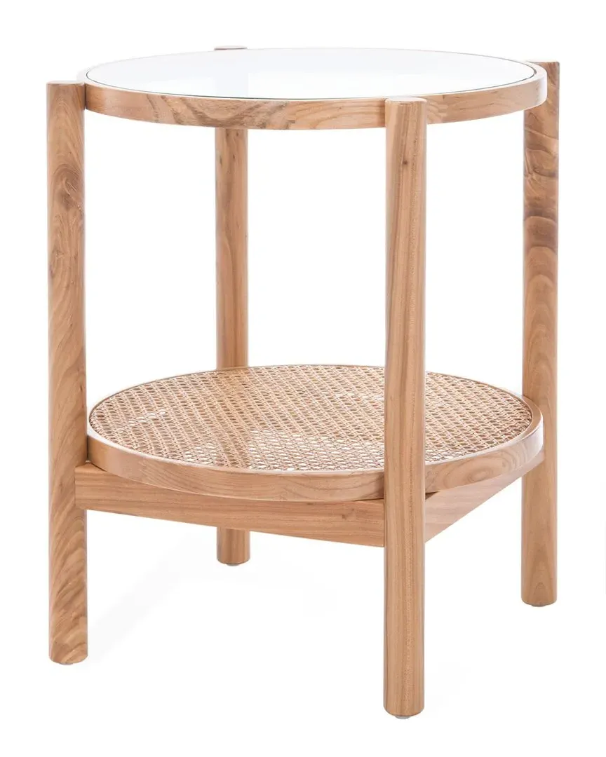 Karyna Rattan & Glass Accent Table - Clear