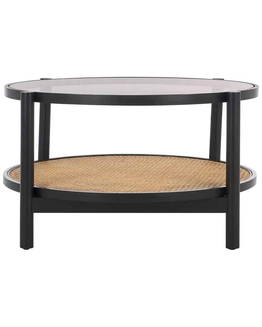 Karyna Round Coffee Table - Black, Rattan image