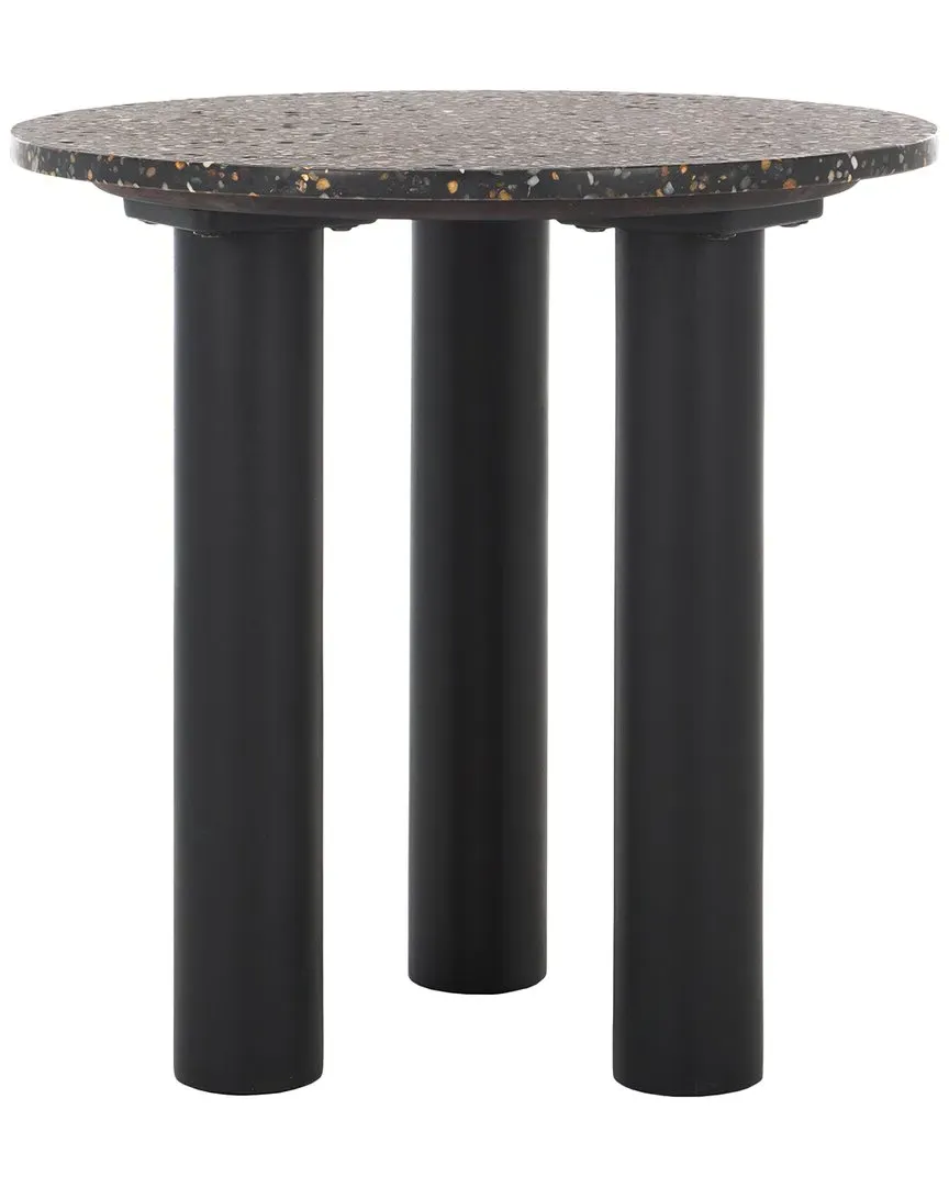 Kathalina Round Accent Table - Black, Terrazzo image