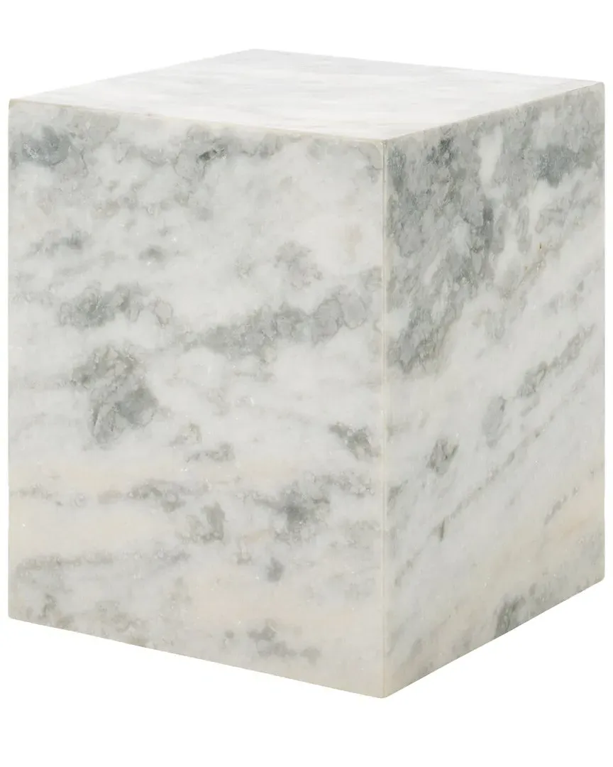 Katharina Plinth Accent Table - White, Marble
