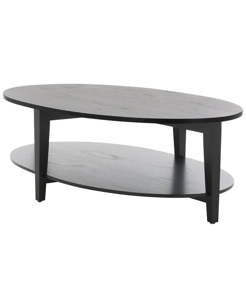 Leonardi Oval Coffee Table with Drawer - Black, Mahogany