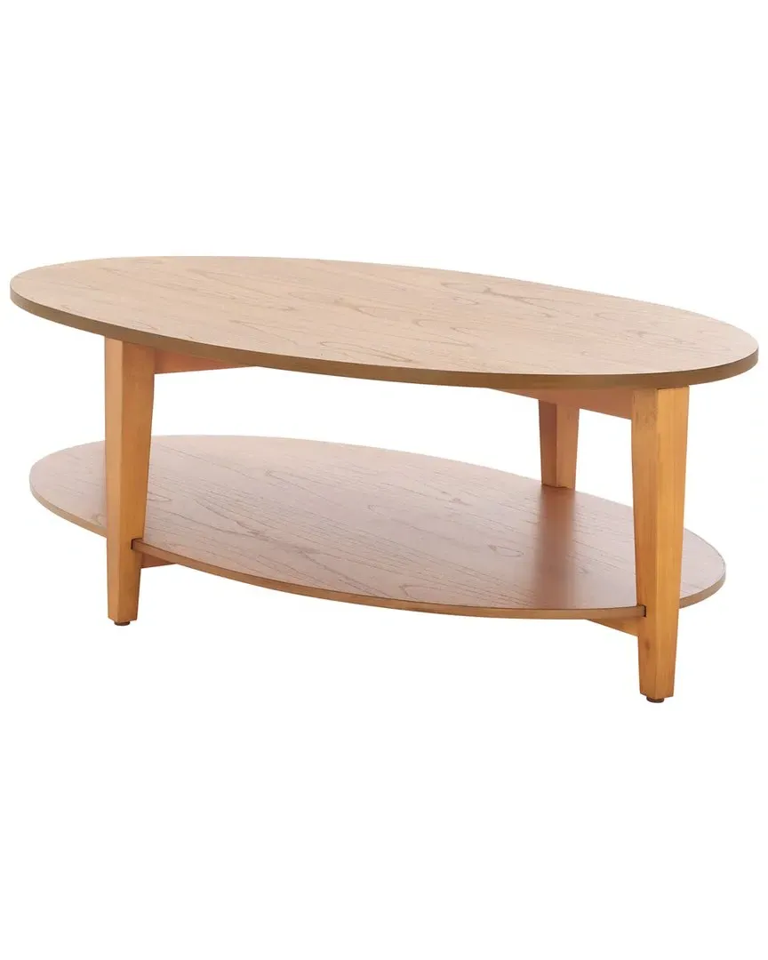 Leonardi Oval Coffee Table with Drawer - Natural, Mahogany
