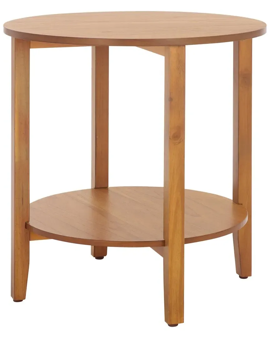 Leonardi Round Accent Table with Storage - Brown, Mahogany