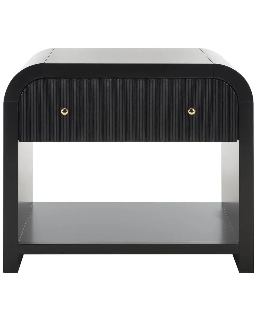 Liabella Curved Nightstand with Drawer - Black image