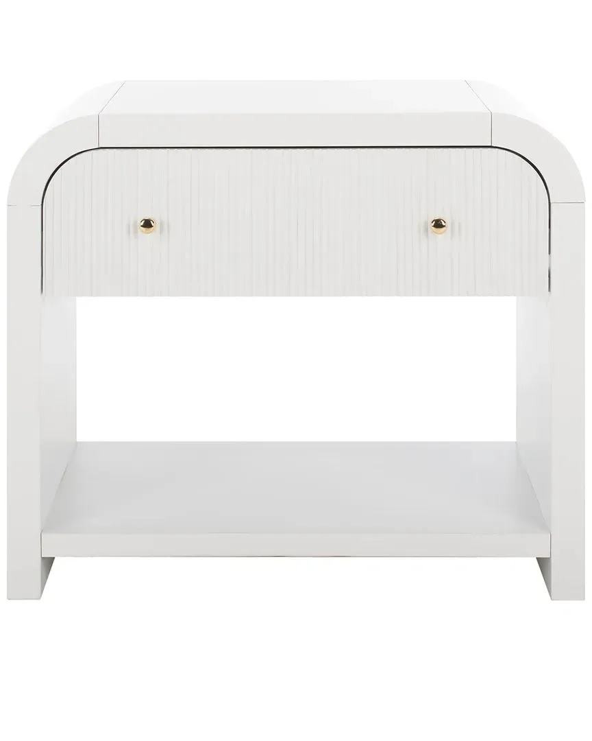 Liabella Curved Nightstand with Drawer - White
