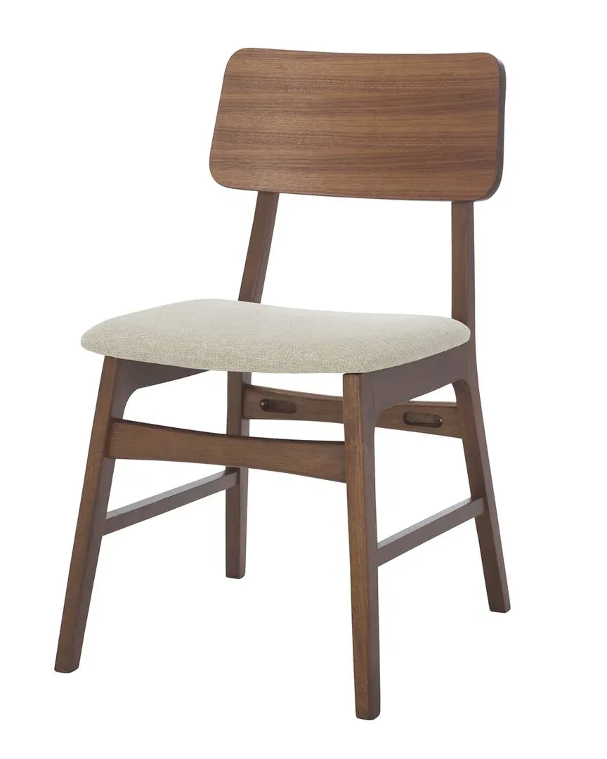 Madina Wood Dining Chair - Walnut, Beige