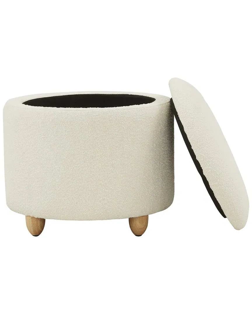 Mariabella Round Storage Ottoman - Ivory, Boucle image