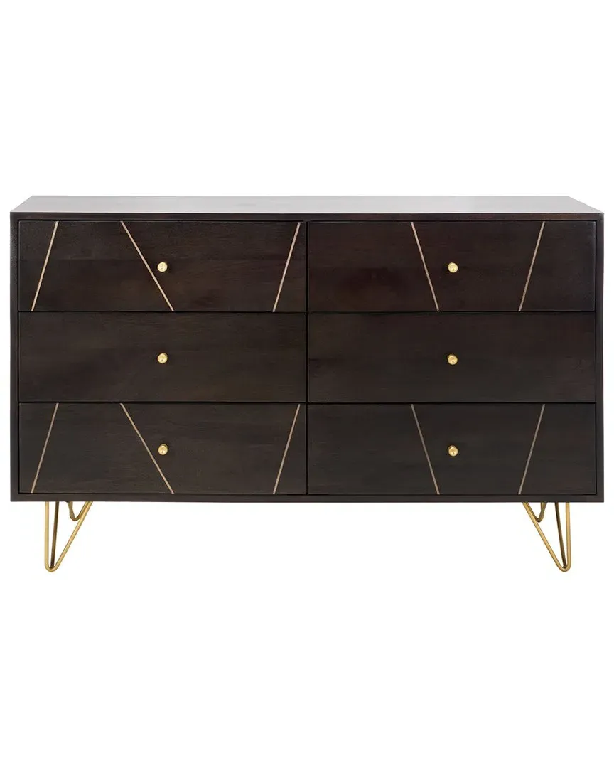 Marigold 6 Drawer Dresser - Black, Mango Wood