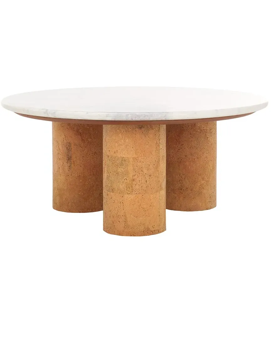 Marilynn Round Coffee Table - White, Cork image