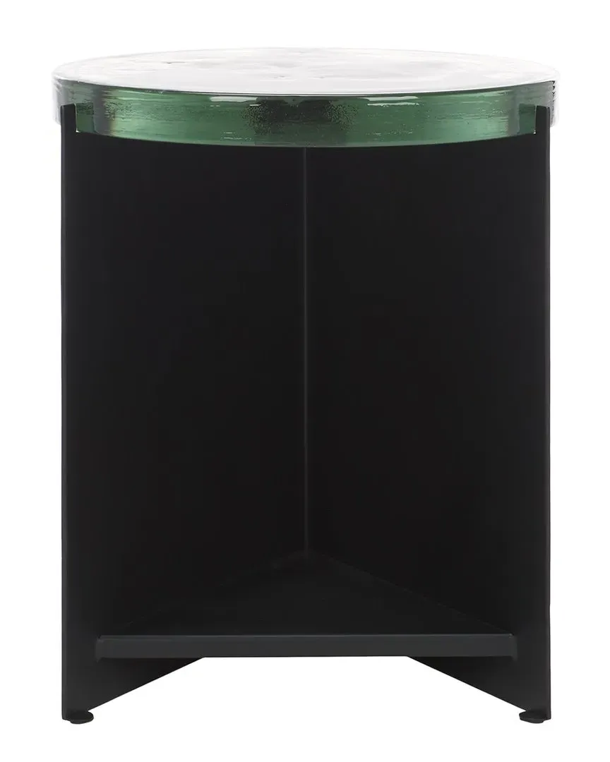 Marisella Round Accent Table - Black, Cast Glass