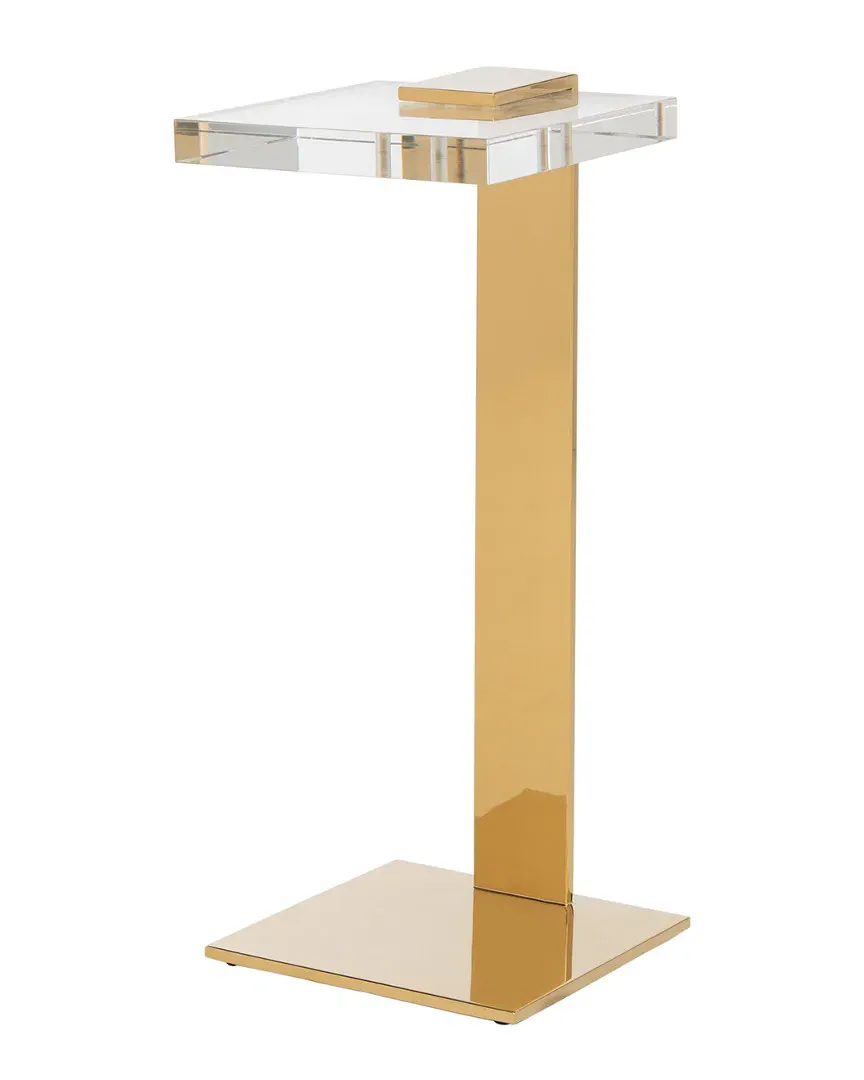 Mars Acrylic Drink Table - Clear, Brass image