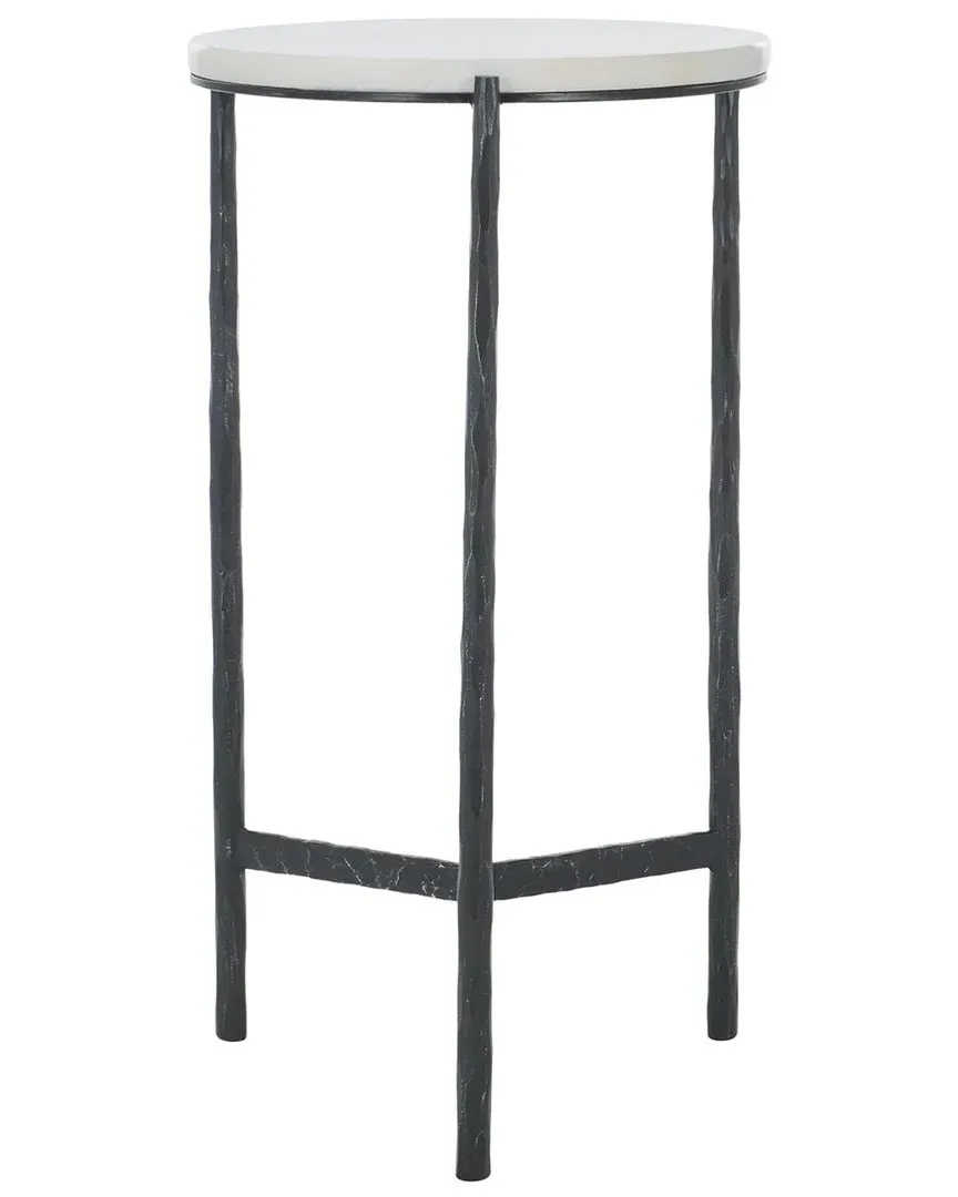 Marylou Marble Top Drink Table - White, Iron