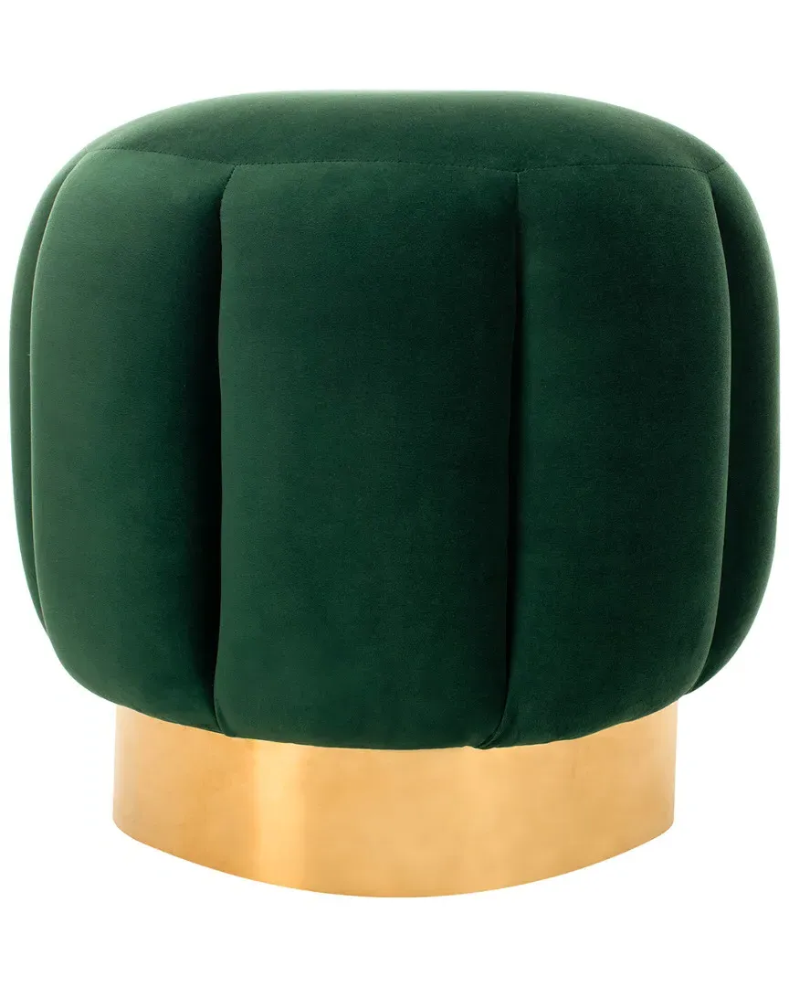 Maxine Channel Tufted Ottoman - Emerald, Velvet