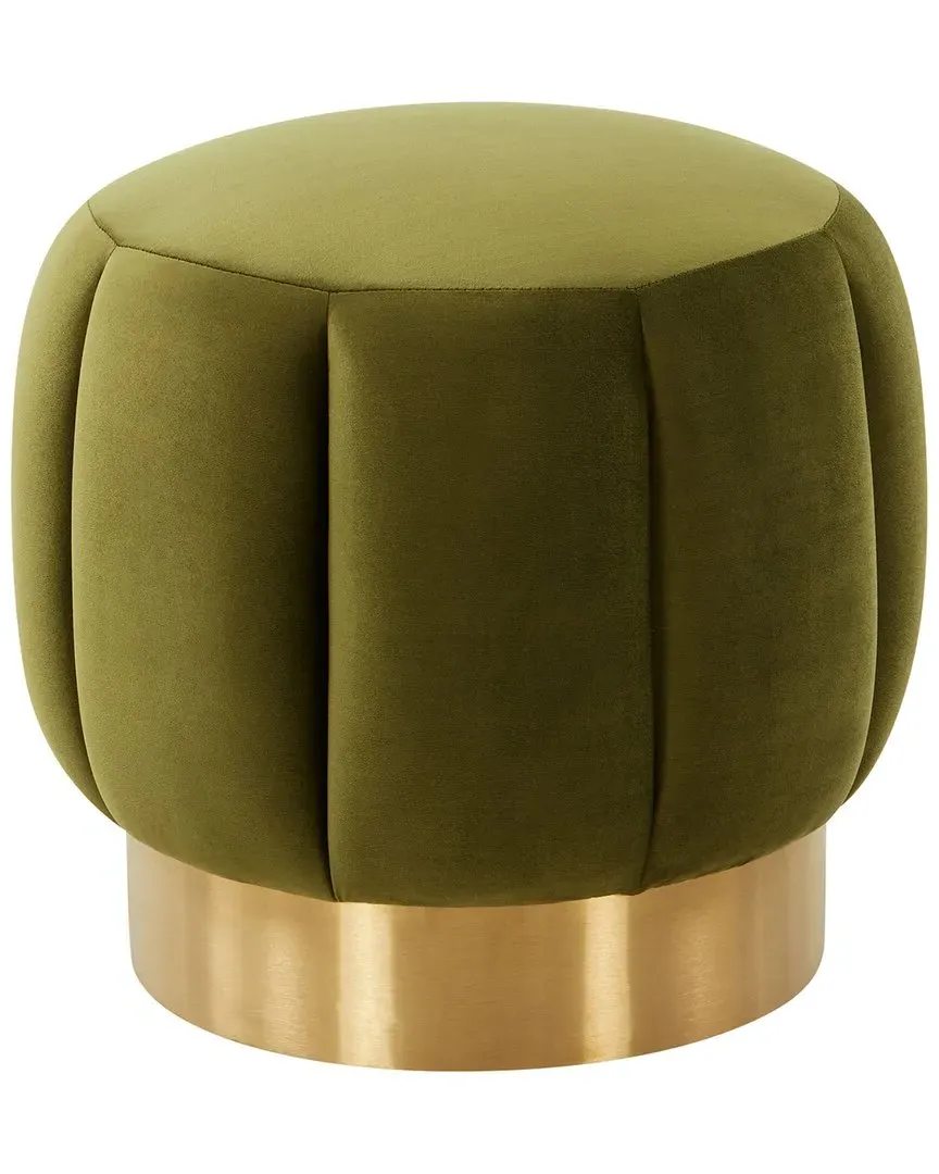 Maxine Channel Tufted Ottoman - Olive Green