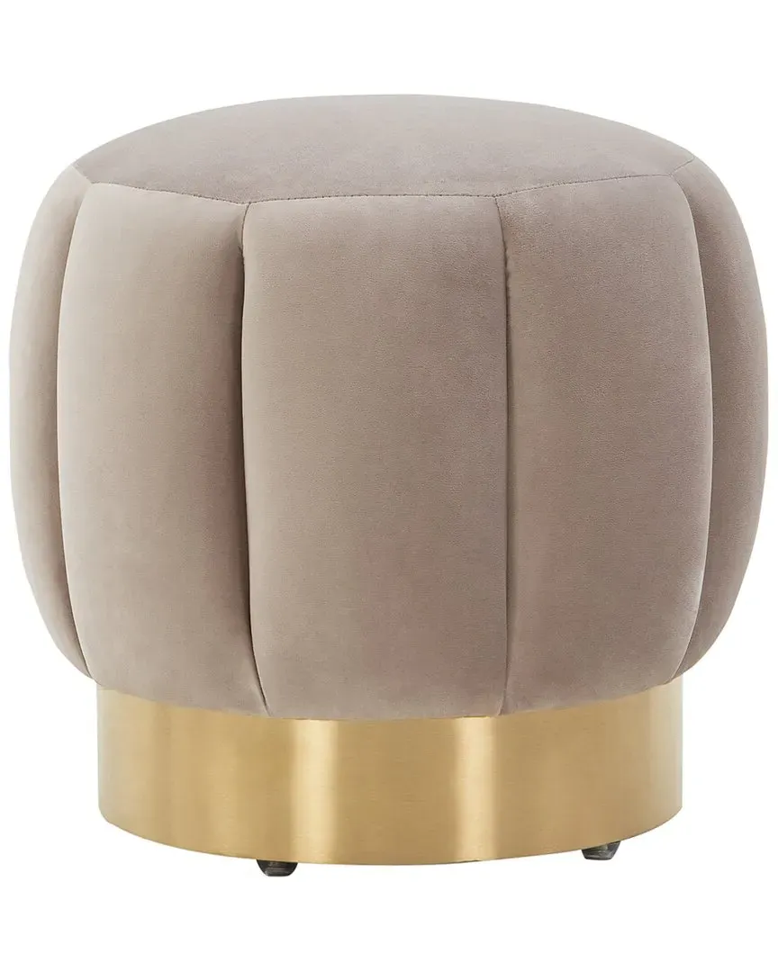 Maxine Channel Tufted Ottoman - Taupe, Wood