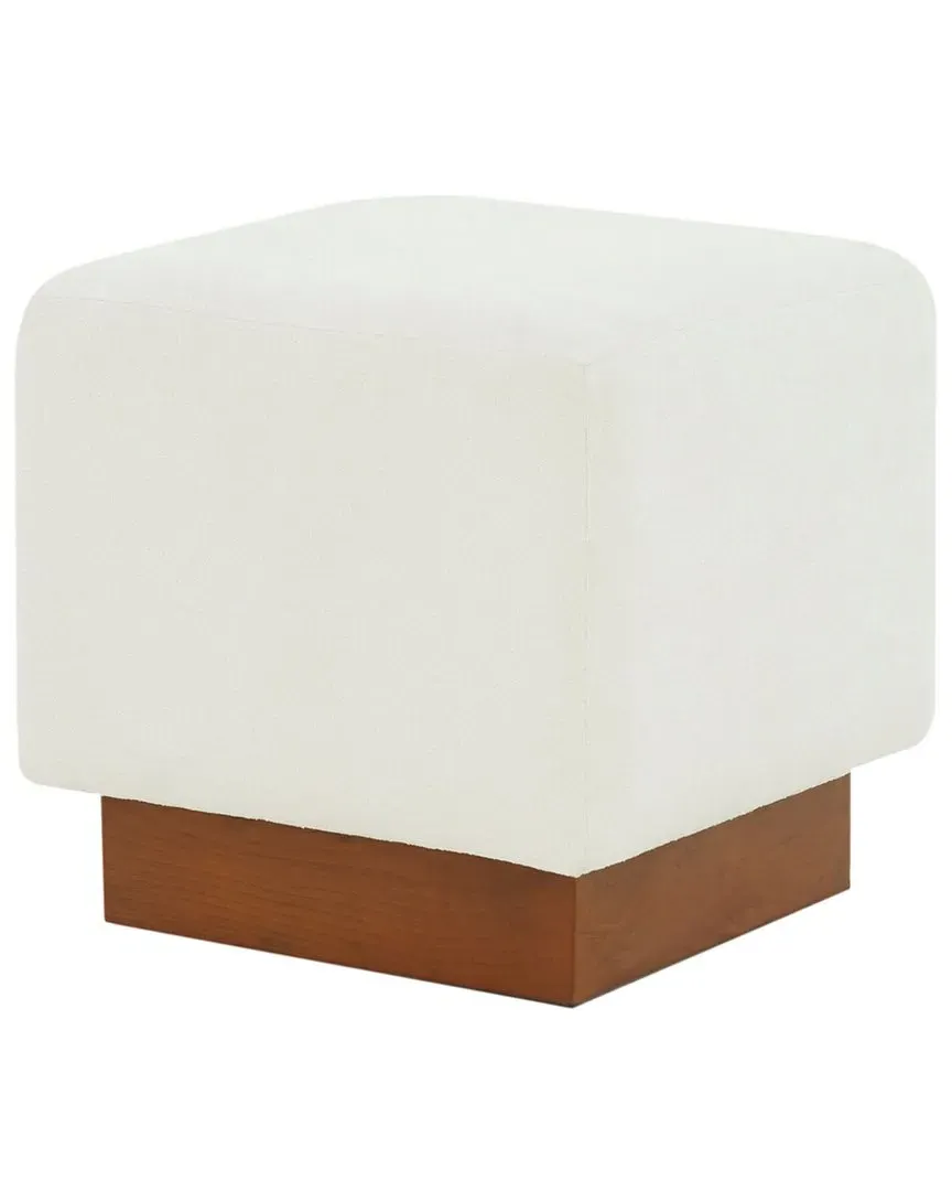 Natalya Square Ottoman - Ivory, Boucle