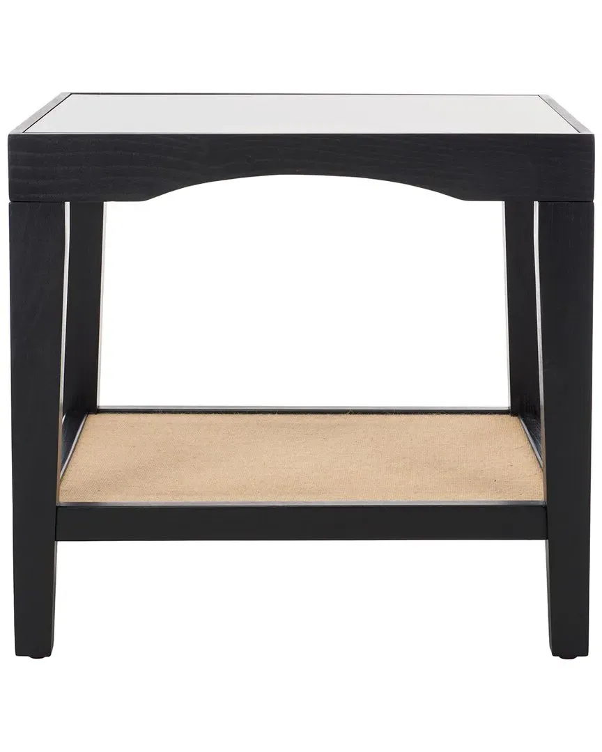 Nicolella Glass Accent Table - Black, Elm Wood image