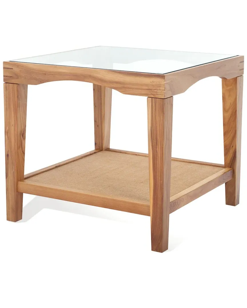 Nicolella Glass Accent Table - Natural, Elm Wood