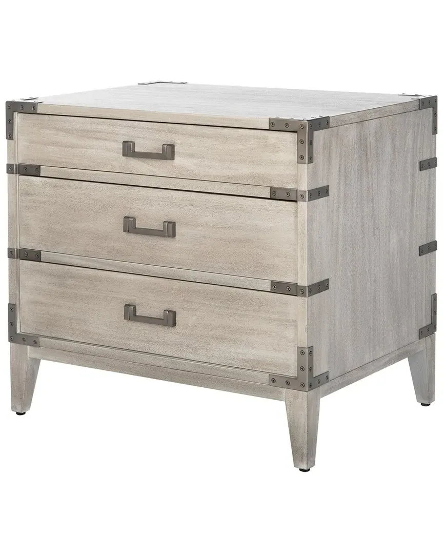 Nisha 3 Drawer Nightstand - Light Grey, Wood