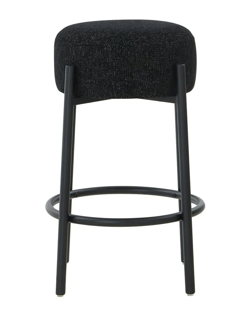Paisleigh Counter Stool with Metal Legs - Black, Linen image