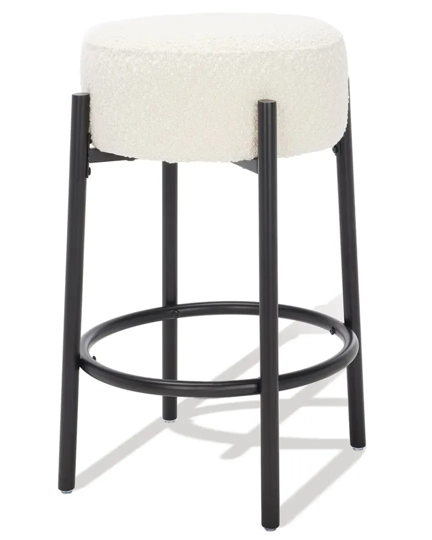 Paisleigh Counter Stool with Metal Legs - Ivory, Boucle