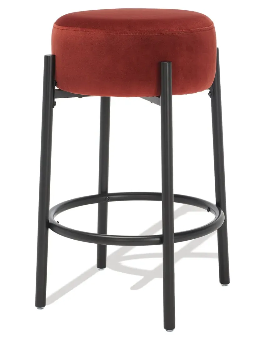 Paisleigh Counter Stool with Metal Legs - Rust, Velvet