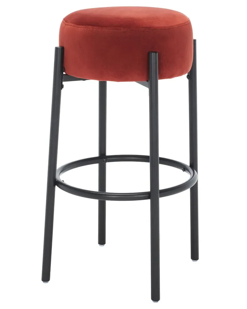 Paisleigh Metal Leg Barstool - Rust, Velvet