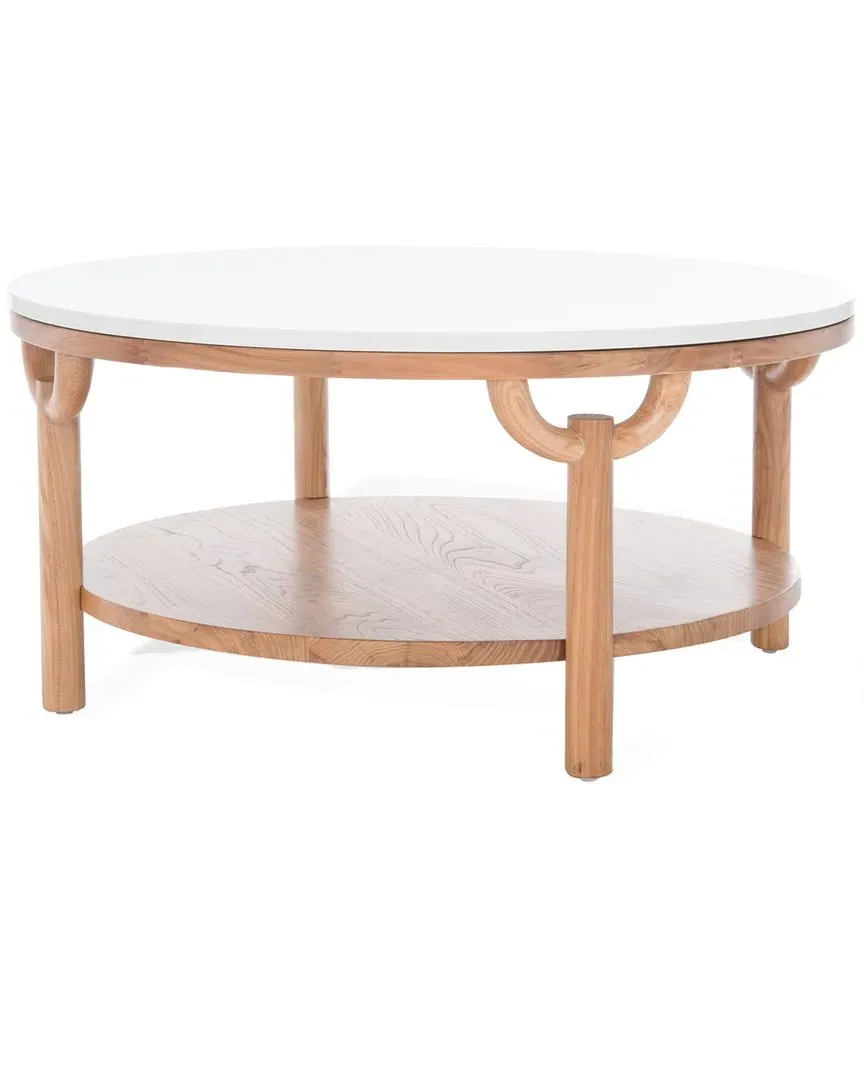 Puck Round Coffee Table - White, Marble image