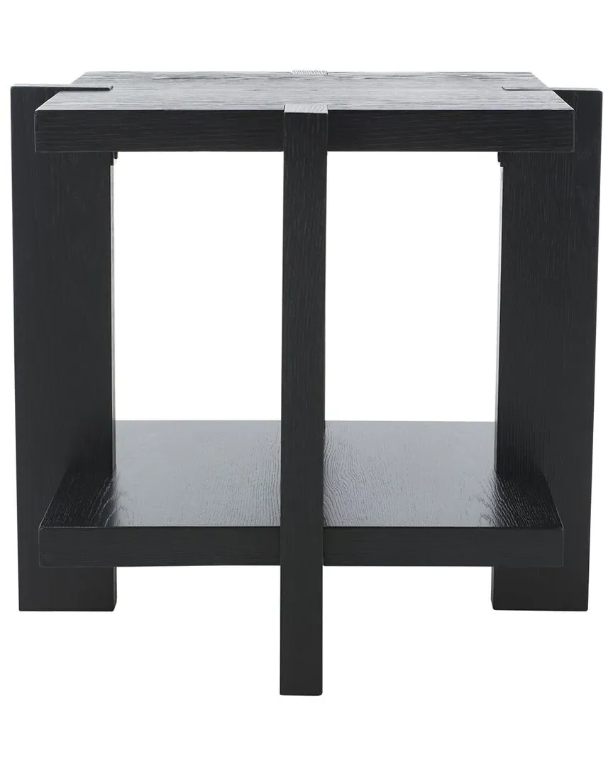Quigley Square Accent Table with Storage - Black, Oak Veneer image