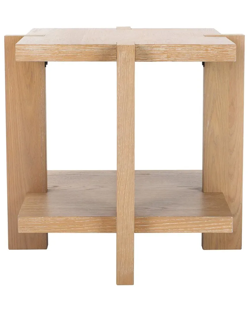 Quigley Square Accent Table with Storage - Grey, Oak Veneer