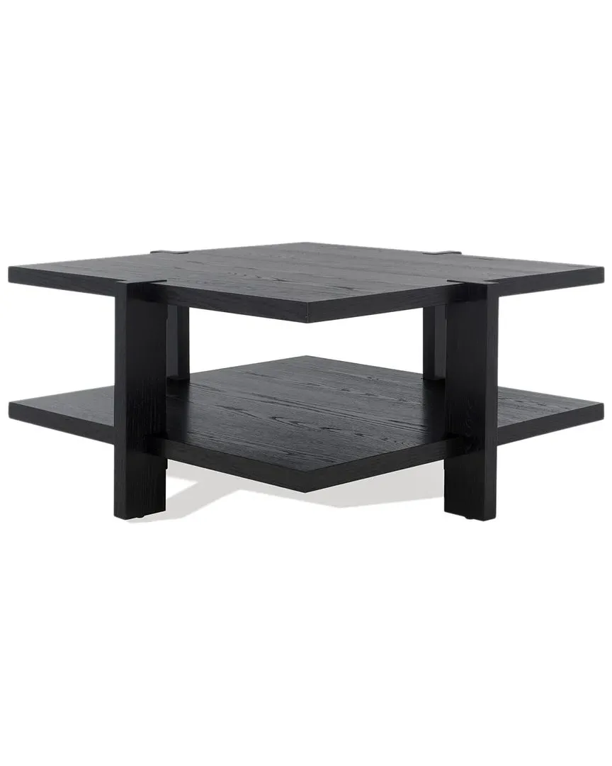 Quigley Square Coffee Table with Storage - Black, Oak image