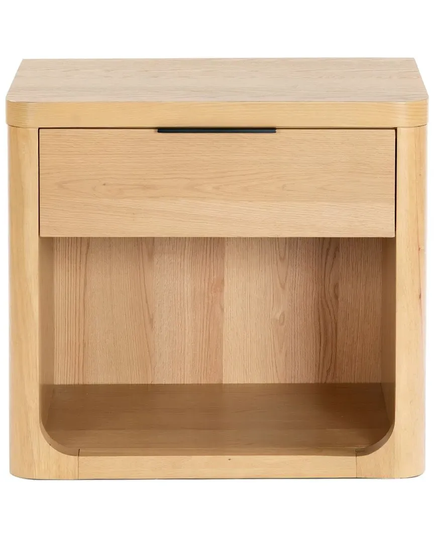 Raylie 1 Drawer Wood Nightstand - Brown, Rubberwood