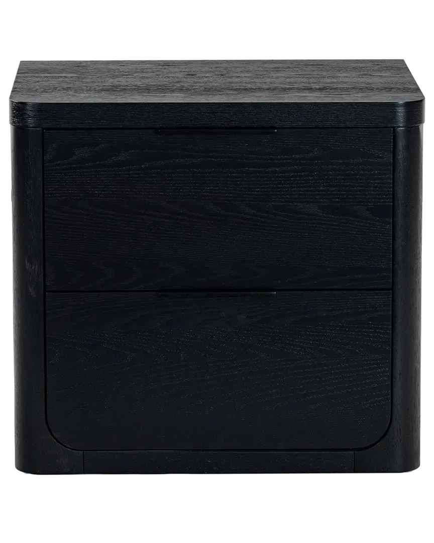 Raylie 2 Drawer Wood Nightstand - Black, Rubberwood
