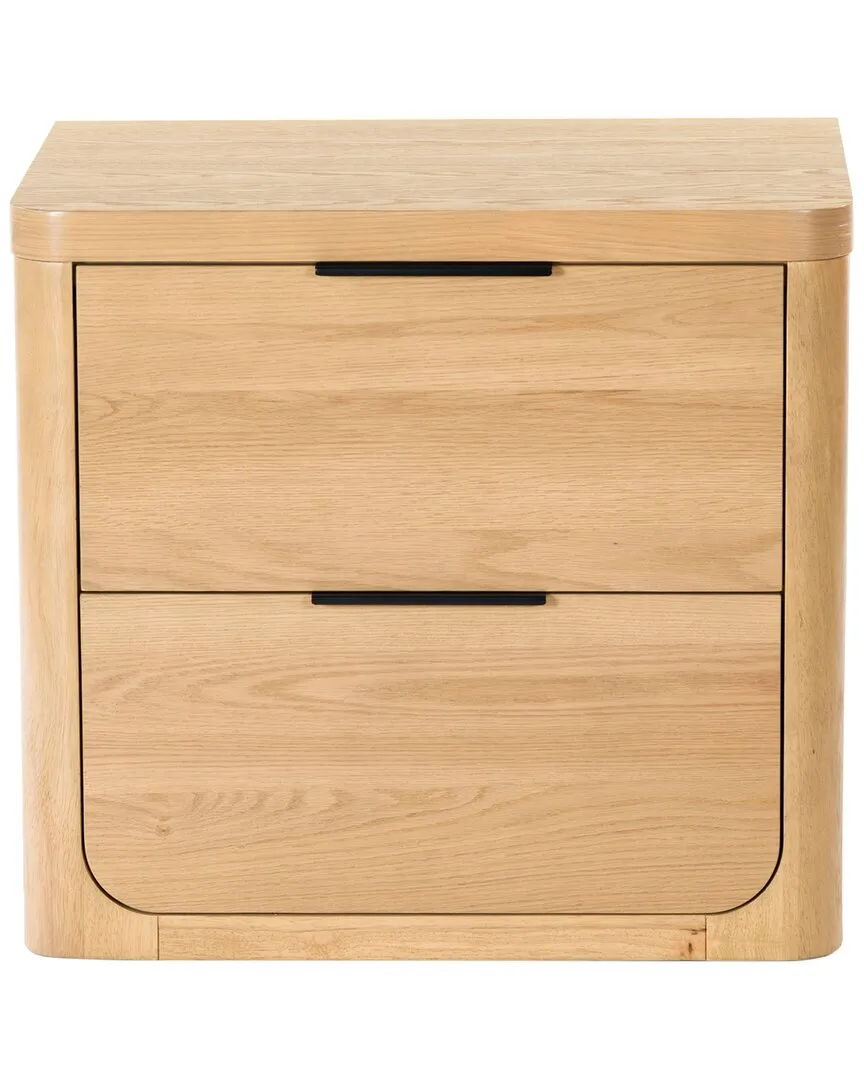 Raylie 2 Drawer Wood Nightstand - Brown, Rubberwood