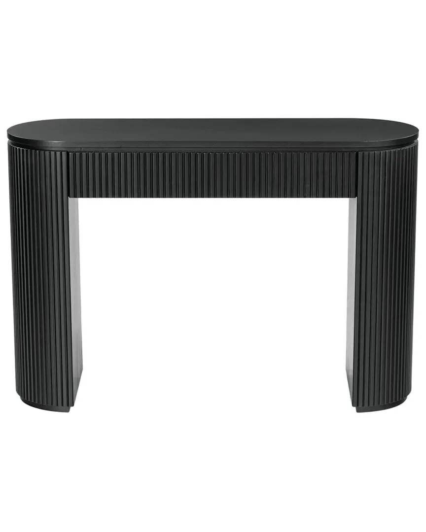 Rikki Fluted 1 Drawer Console Table - Black, Rubberwood image