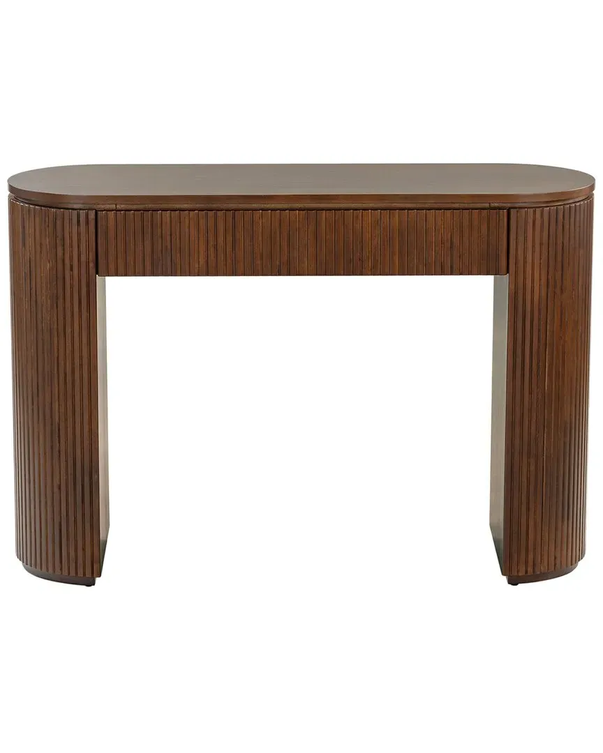 Rikki Fluted 1 Drawer Console Table - Walnut, Rubberwood