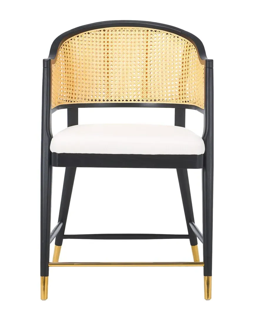 Rogue Rattan Counter Stool - Black, Linen image
