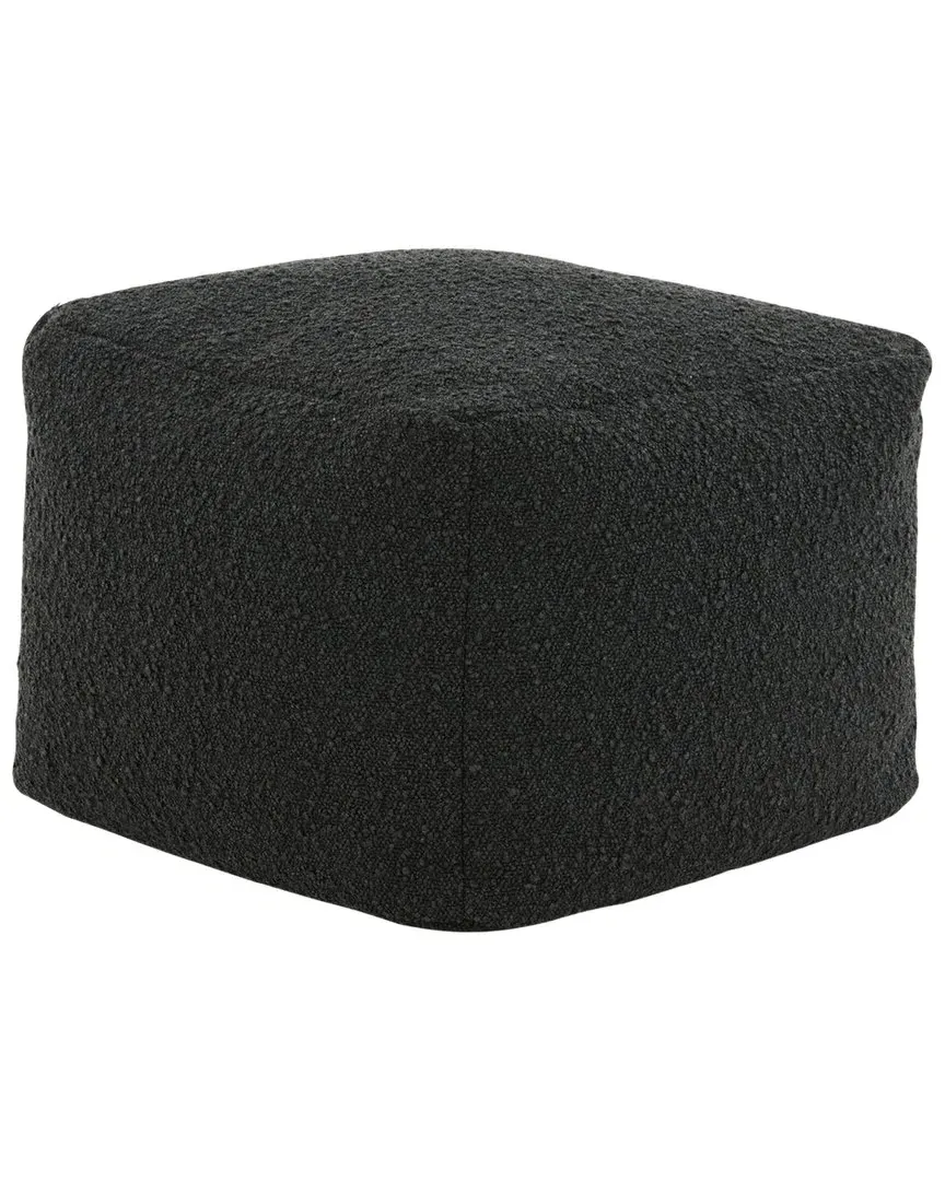 Samuels Rectangular Pouf - Black, Boucle