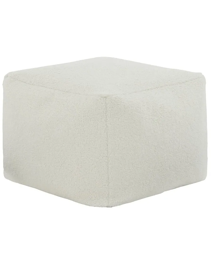 Samuels Rectangular Pouf - White, Faux Shearling image