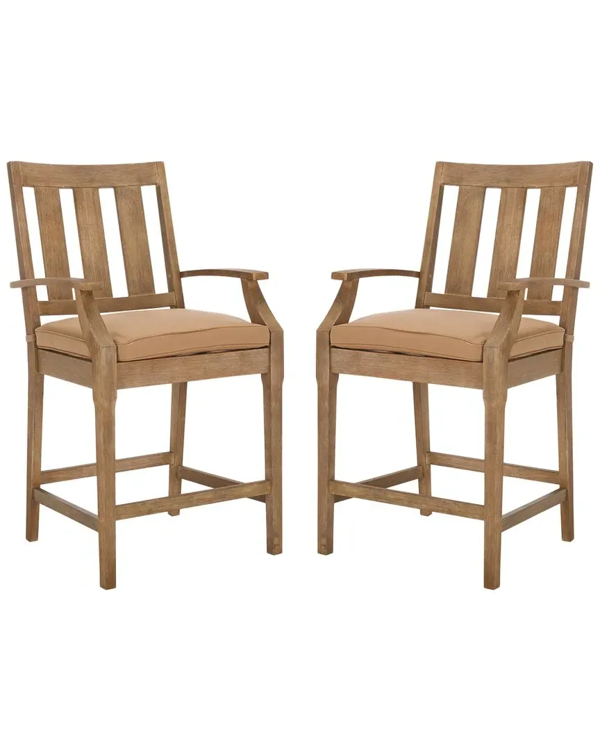 San Salvador Set of 2 Patio Counter Stools - Brown, Eucalyptus image