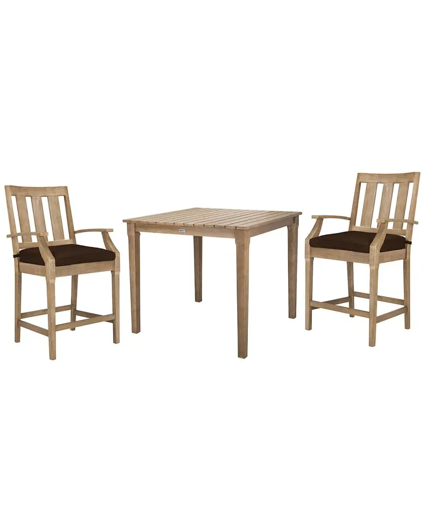 San Salvador Set of 2 Patio Counter Stools - Dark Brown, Eucalyptus